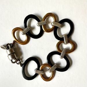 Chico's black and gold tone  link bracelet